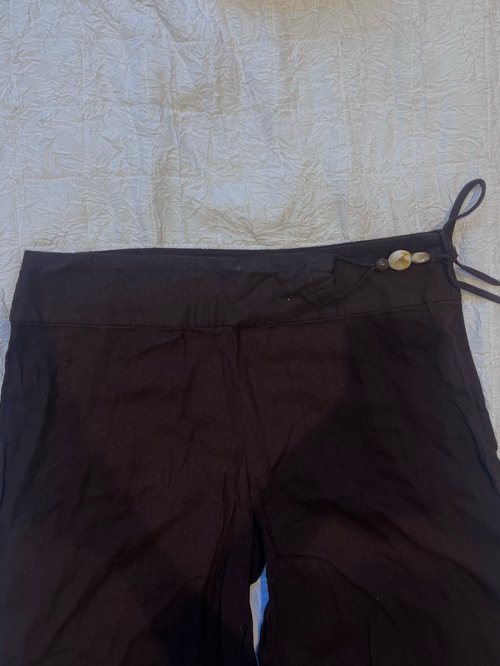 Glassons Brown Drawstring Linen trousers with Bead Detail